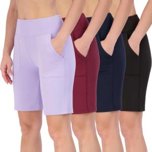 image:imageReal Essentials 4 Pack Womens 9 Bermuda Long High Waisted Shorts with Pockets Casual Workout Athletic Available in PlusSet 3
