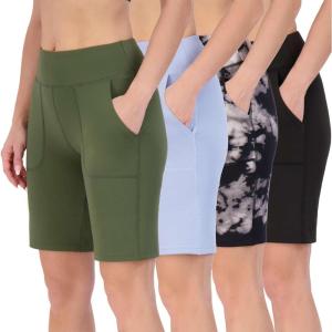 image:imageReal Essentials 4 Pack Womens 9 Bermuda Long High Waisted Shorts with Pockets Casual Workout Athletic Available in PlusSet 4
