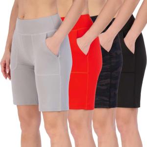 image:imageReal Essentials 4 Pack Womens 9 Bermuda Long High Waisted Shorts with Pockets Casual Workout Athletic Available in PlusSet 5