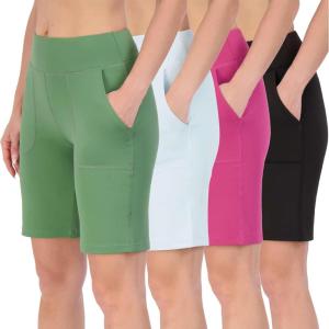 image:imageReal Essentials 4 Pack Womens 9 Bermuda Long High Waisted Shorts with Pockets Casual Workout Athletic Available in PlusSet 8