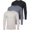 image:imageReal Essentials 3 Pack Mens Cotton Long Sleeve Crew Neck TShirt with Pocket  Soft Work Casual Jersey Tees Big amp TallSet 7