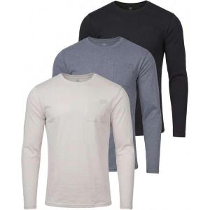 image:imageReal Essentials 3 Pack Mens Cotton Long Sleeve Crew Neck TShirt with Pocket  Soft Work Casual Jersey Tees Big amp TallSet 7