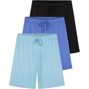 image:imageReal Essentials 3 Pack Mens Cotton UltraSoft Knit Sleep Pajama Shorts amp Lounge Wear Available In Big amp TallSet L