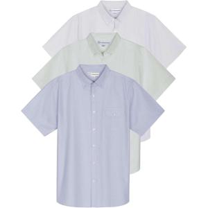 image:imageReal Essentials 3 Pack Mens ShortSleeve Oxford Solid Button Down Collar Casual Shirts with Pocket Available in Big amp TallSet 7