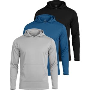 image:imageReal Essentials 3 Pack Mens Mesh Hoodies  Lightweight Long Sleeve Workout amp Gym Pullover Big amp TallSet 9