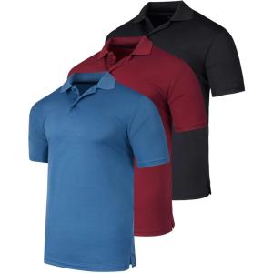 image:imageReal Essentials 3 Pack Mens Short Sleeve Golf Polo Casual Workout Sports Moisture Wicking Collared Shirt Big amp TallSet C