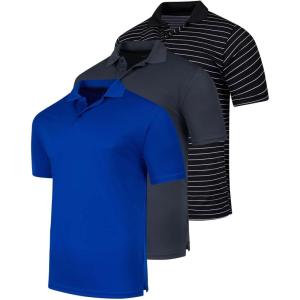 image:imageReal Essentials 3 Pack Mens Short Sleeve Golf Polo Casual Workout Sports Moisture Wicking Collared Shirt Big amp TallSet E