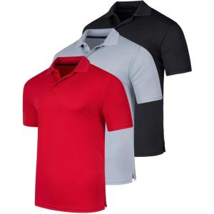 image:imageReal Essentials 3 Pack Mens Short Sleeve Golf Polo Casual Workout Sports Moisture Wicking Collared Shirt Big amp TallSet F