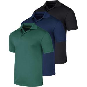 image:imageReal Essentials 3 Pack Mens Short Sleeve Golf Polo Casual Workout Sports Moisture Wicking Collared Shirt Big amp TallSet H