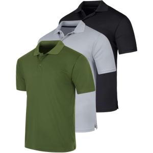 image:imageReal Essentials 3 Pack Mens Short Sleeve Golf Polo Casual Workout Sports Moisture Wicking Collared Shirt Big amp TallSet I