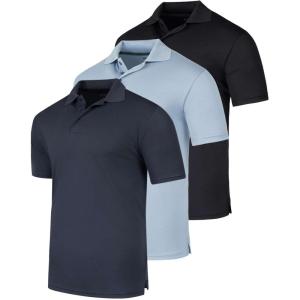image:imageReal Essentials 3 Pack Mens Short Sleeve Golf Polo Casual Workout Sports Moisture Wicking Collared Shirt Big amp TallSet J