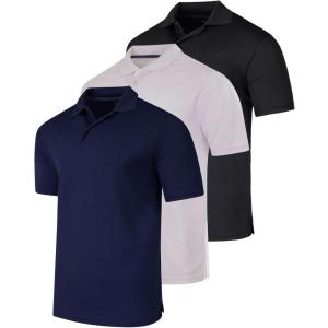 image:imageReal Essentials 3 Pack Mens Short Sleeve Golf Polo Casual Workout Sports Moisture Wicking Collared Shirt Big amp TallSet L