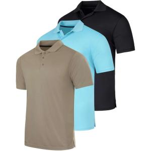 image:imageReal Essentials 3 Pack Mens Short Sleeve Golf Polo Casual Workout Sports Moisture Wicking Collared Shirt Big amp TallSet M