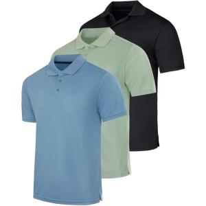 image:imageReal Essentials 3 Pack Mens Short Sleeve Golf Polo Casual Workout Sports Moisture Wicking Collared Shirt Big amp TallSet N