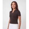 image:imageLadies SS Dry Fit VNeck PoloSolid Black  Solid Chocolate Torte  Solid Moonbeam
