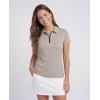 image:imageLadies SS Dry Fit Zipper Golf PoloSolid Black  Solid Chocolate Torte  Solid Moonbeam