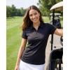 image:imageLadies SS Dry Fit Zipper Golf PoloSolid Black  Solid Chocolate Torte  Solid Moonbeam