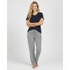 image:imageReal Essentials 2 Pack Womens Comfy Pajama Sets  Short Sleeve Ladies Loungewear Sleepwear PJs Available In PlusSet E Black  Purple