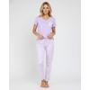 image:imageReal Essentials 2 Pack Womens Comfy Pajama Sets  Short Sleeve Ladies Loungewear Sleepwear PJs Available In PlusSet L Purple  Blue