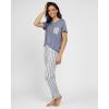 image:imageReal Essentials 2 Pack Womens Comfy Pajama Sets  Short Sleeve Ladies Loungewear Sleepwear PJs Available In PlusSet a Charcoal  Burgundy