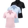 image:imageLadies SS Dry Fit VNeck PoloSolid Black  Solid Ballad Blue  Solid Pale Lilac