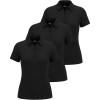 image:imageLadies SS Dry Fit Zipper Golf PoloSolid Black  Solid Black  Solid Black