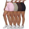 image:imageReal Essentials 4 Pack Womens 6 High Waisted Biker Shorts  Tummy Control Spandex Workout Gym Yoga Running Athletic ShortsSet 1