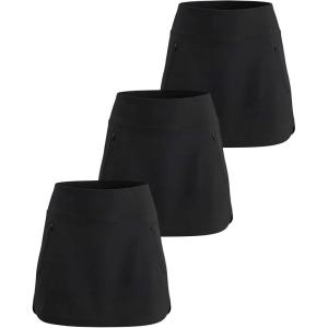 image:imageReal Essentials 3 Pack Womens 16 Curved Hem Golf Skort with Zip Pockets  Ladies Athletic Tennis Pickleball Workout SkirtsSet 1