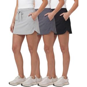 image:imageReal Essentials 3 Pack Womens 16 Tie Waistband Skort  Athletic Golf Tennis Pickleball Hiking Running Skorts with PocketsSet 3