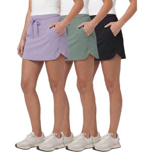image:imageReal Essentials 3 Pack Womens 16 Tie Waistband Skort  Athletic Golf Tennis Pickleball Hiking Running Skorts with PocketsSet 7