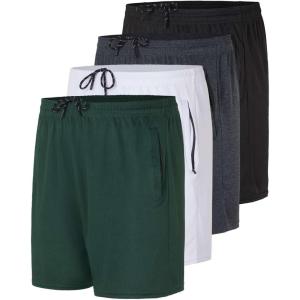 image:image4Pack Mesh Running Shorts for Men with Zippered Pockets by Real Essentials5inch  Set 4