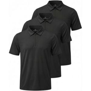 image:imageMens SS Dry Fit Zipper PoloSolid Black  Solid Black  Solid Black