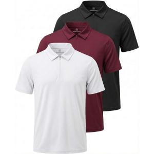 image:imageMens SS Dry Fit Zipper PoloSolid Black  Solid Burgundy  Solid Bright White
