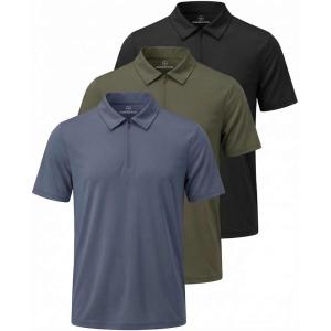 image:imageMens SS Dry Fit Zipper PoloSolid Black  Solid Olive Night  Solid Vintage Indigo