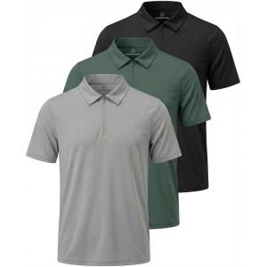 image:imageMens SS Dry Fit Zipper PoloSolid Black  Solid Pine Grove  Solid Ultimate Grey