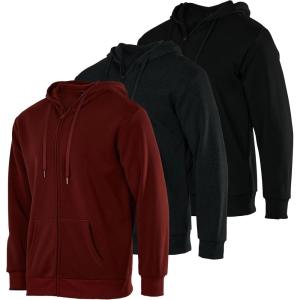 image:imageReal Essentials 3 Pack Mens Fleece Long Sleeve Full Zip Hoodie  Athletic Sweatshirt Jacket Available in Big amp TallSet 5
