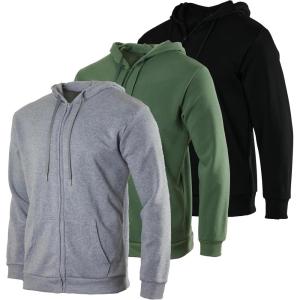 image:imageReal Essentials 3 Pack Mens Fleece Long Sleeve Full Zip Hoodie  Athletic Sweatshirt Jacket Available in Big amp TallSet 6