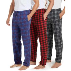 image:imageReal Essentials 3 Pack Mens Fleece Pajama Pants Loungewear Soft Pj Bottoms Sleepwear Pockets Big amp Tall AvailableSet B