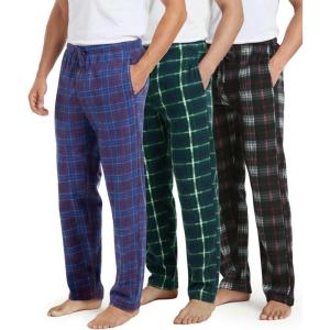 image:imageReal Essentials 3 Pack Mens Fleece Pajama Pants Loungewear Soft Pj Bottoms Sleepwear Pockets Big amp Tall AvailableSet E