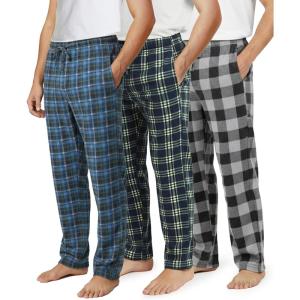 image:imageReal Essentials 3 Pack Mens Fleece Pajama Pants Loungewear Soft Pj Bottoms Sleepwear Pockets Big amp Tall AvailableSet H