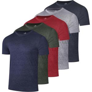 image:imageReal Essentials 5 Pack Mens DryFit Short Sleeve Crew Neck T Shirts Fitness Running Gym Workout Cool Exercise Athletic TeeSet 11
