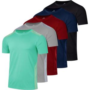 image:imageReal Essentials 5 Pack Mens DryFit Short Sleeve Crew Neck T Shirts Fitness Running Gym Workout Cool Exercise Athletic TeeSet 18