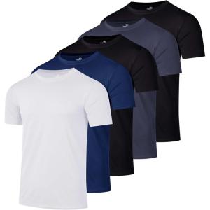 image:imageReal Essentials 5 Pack Mens DryFit Short Sleeve Crew Neck T Shirts Fitness Running Gym Workout Cool Exercise Athletic TeeSet 4