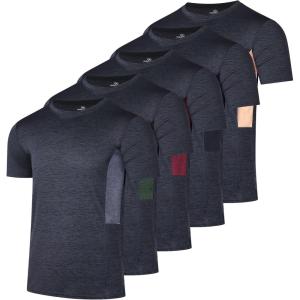 image:imageReal Essentials 5 Pack Mens DryFit Short Sleeve Crew Neck T Shirts Fitness Running Gym Workout Cool Exercise Athletic TeeSet 7