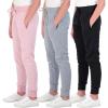 image:imageReal Essentials 3 Pack Girls Fleece Joggers Soft Active Performance Casual SweatpantsAges 514Set 2