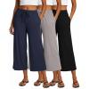 image:imageReal Essentials 3 Pack Womens UltraSoft Wide Leg Loose Capri Open Bottom Pants  Yoga Lounge PocketsAvailable in PlusSet 10