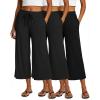 image:imageReal Essentials 3 Pack Womens UltraSoft Wide Leg Loose Capri Open Bottom Pants  Yoga Lounge PocketsAvailable in PlusSet 9