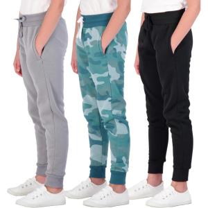 image:imageReal Essentials 3 Pack Girls Fleece Joggers Soft Active Performance Casual SweatpantsAges 514Set 5
