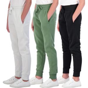 image:imageReal Essentials 3 Pack Girls Fleece Joggers Soft Active Performance Casual SweatpantsAges 514Set 7