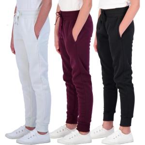 image:imageReal Essentials 3 Pack Girls Fleece Joggers Soft Active Performance Casual SweatpantsAges 514Set 8